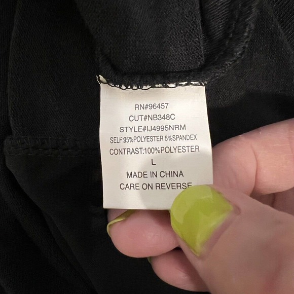 NWT Eyeshadow 2010's Black Sheer V-Neck Inset Panel 3/4 Sleeve T-Shirt - Large - Picture 8 of 8